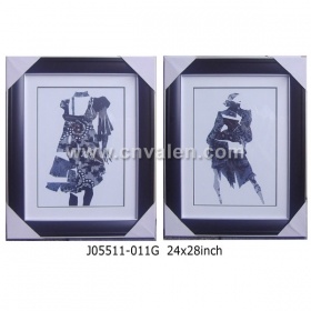 Marco negro collage marco con pantalla mat tres pinturas 