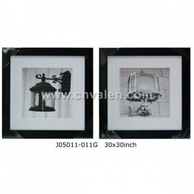 Marco negro collage marco con pantalla mat tres pinturas 